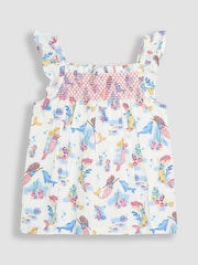 JoJo Maman Bébé Blue Mermaid Scene 2-Piece Pet in Pocket Smocked Blouse & Shorts Set - Image 2 of 6
