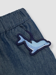 JoJo Maman Bébé Blue Mermaid Scene 2-Piece Pet in Pocket Smocked Blouse & Shorts Set - Image 5 of 6