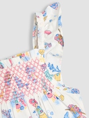 JoJo Maman Bébé Blue Mermaid Scene 2-Piece Pet in Pocket Smocked Blouse & Shorts Set - Image 6 of 6
