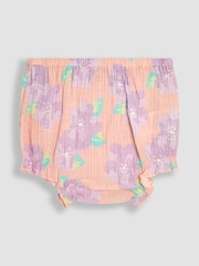 JoJo Maman Bébé Coral Pink Tropical Floral Smocked Summer Dress - Image 5 of 6