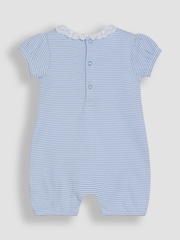 JoJo Maman Bébé Blue Bunny Applique 2 Pack Broderie Collar Rompers - Image 3 of 7