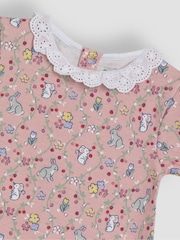 JoJo Maman Bébé Blue Bunny Applique 2 Pack Broderie Collar Rompers - Image 7 of 7