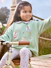 JoJo Maman Bébé Green Fairy Frill Collar Appliqué 100% Cotton Sweatshirt - Image 1 of 4