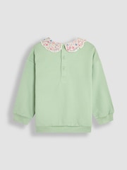 JoJo Maman Bébé Green Fairy Frill Collar Appliqué 100% Cotton Sweatshirt - Image 3 of 4