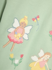 JoJo Maman Bébé Green Fairy Frill Collar Appliqué 100% Cotton Sweatshirt - Image 5 of 5