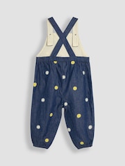 JoJo Maman Bébé Chambray Blue Daisy & Sunflower Floral Print Embroidered Dungarees - Image 2 of 3