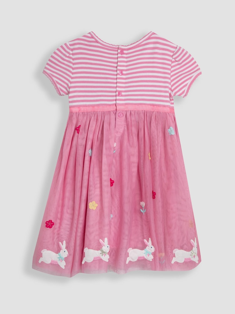 JoJo Maman Bébé Pink Bunny Appliqué Hem Tulle Party Dress - Image 2 of 3