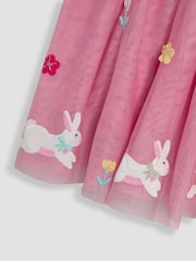 JoJo Maman Bébé Pink Bunny Appliqué Hem Tulle Party Dress - Image 3 of 3
