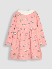 Amigos da cobaia rosa & - Vestido JoJo Maman Bébé 100% algodão Peter Pan com gola Peter Pan na frente e manga comprida - Imagem 3 de 4