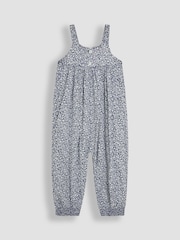 JoJo Maman Bébé Navy Ditsy Floral Button Front Jumpsuit - Image 1 of 3