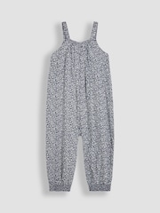 JoJo Maman Bébé Navy Ditsy Floral Button Front Jumpsuit - Image 2 of 3