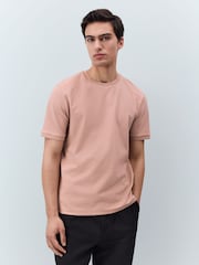 Pink Regular Fit Textured T-Shirt - Image 1 of 7