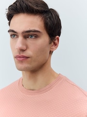 Pink Regular Fit Textured T-Shirt - Image 4 of 7