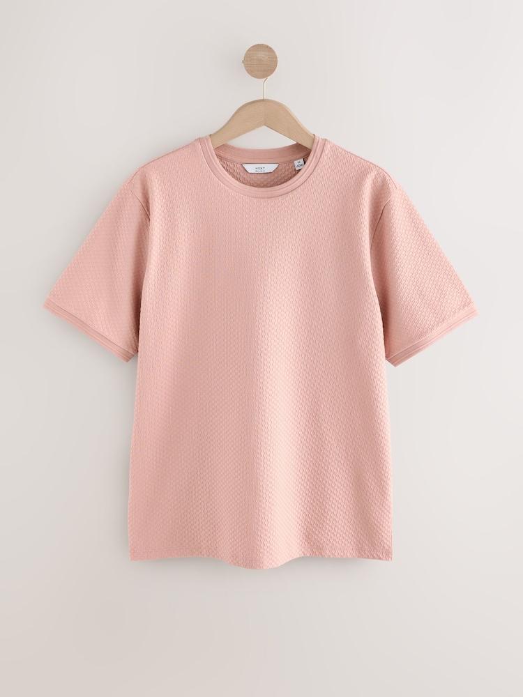 Pink Regular Fit Textured T-Shirt - Image 5 of 7