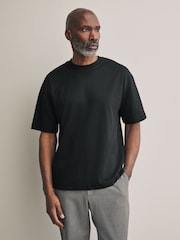 Black Premium Supima Cotton Heavyweight Signature Crew Neck T-Shirt - Image 2 of 7