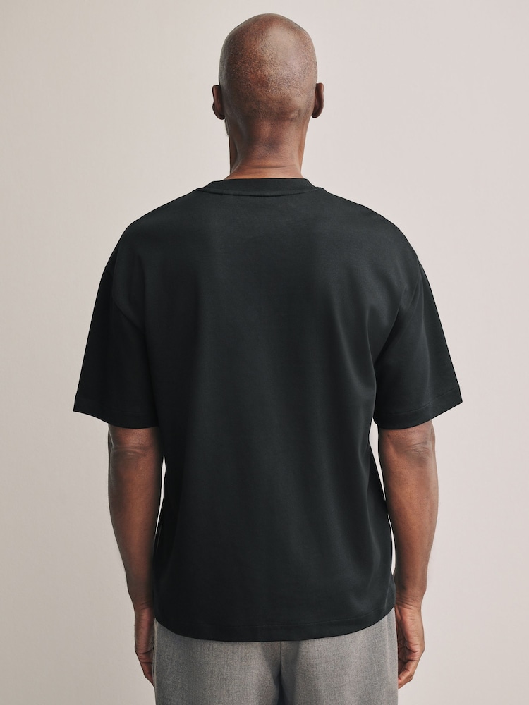 Negro - Premium Supima Cotton Heavyweight Signature Crew Neck T-Shirt - Imagen 1 de 5 Negro - Premium Supima Cotton Heavyweight Signature Crew Neck T-Shirt - Imagen 1 de 5