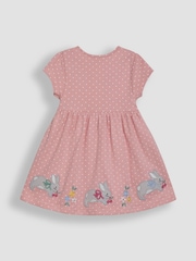 JoJo Maman Bébé Pink Bunny Appliqué Button Front Dress - Image 3 of 3