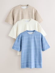Bleu/écru/neutre - Paquet 3 - T-shirt décontracté à texture ottomane - Image 1 de 11
