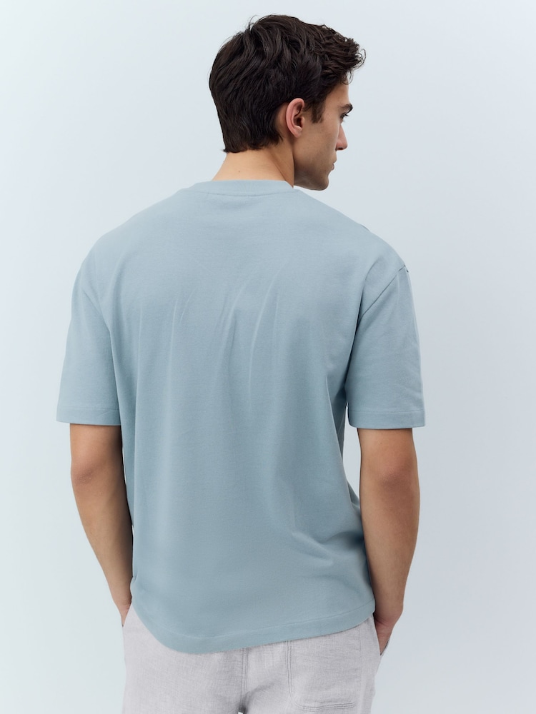 Light Blue Relaxed Fit Heavyweight T-Shirt - Image 3 of 6