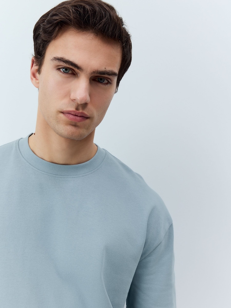 Light Blue Relaxed Fit Heavyweight T-Shirt - Image 4 of 6
