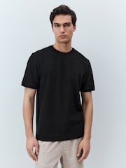 Black Regular Fit Textured T-Shirt - Image 1 of 7