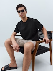 Black Regular Fit Textured T-Shirt - Image 2 of 7