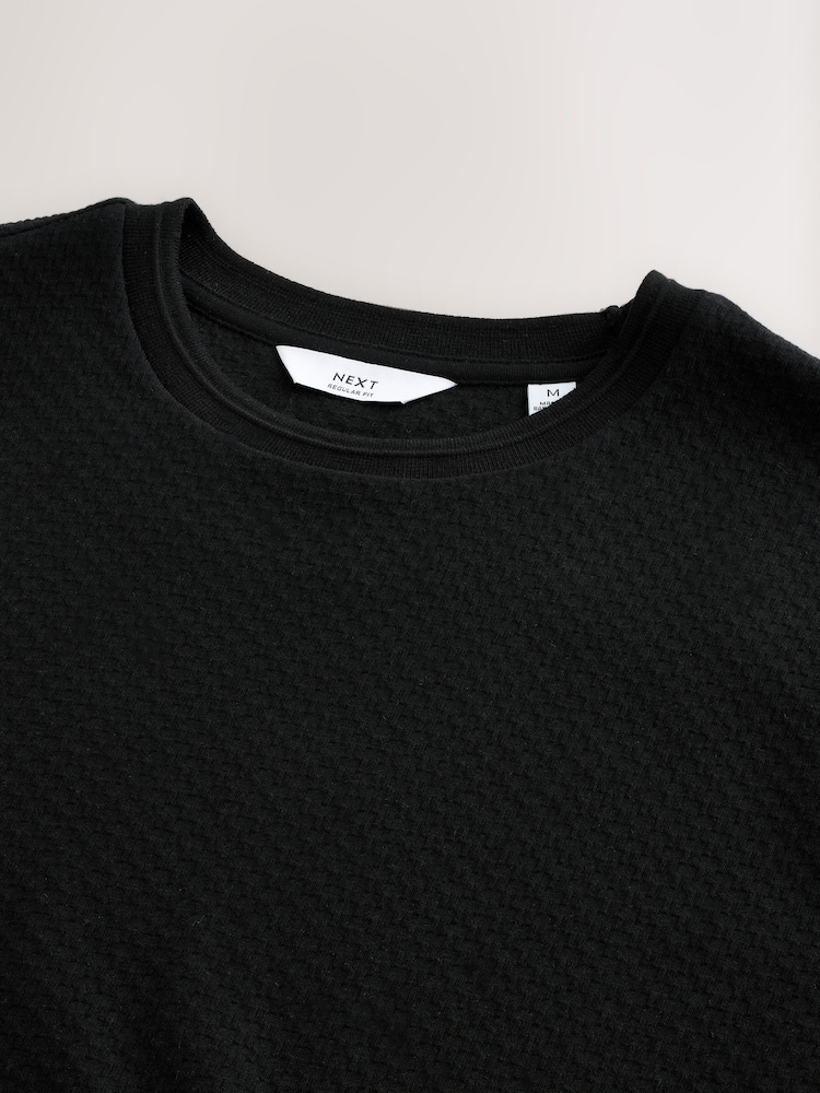 Black Regular Fit Textured T-Shirt - Image 7 of 7 Black Regular Fit Textured T-Shirt - Image 7 of 7
