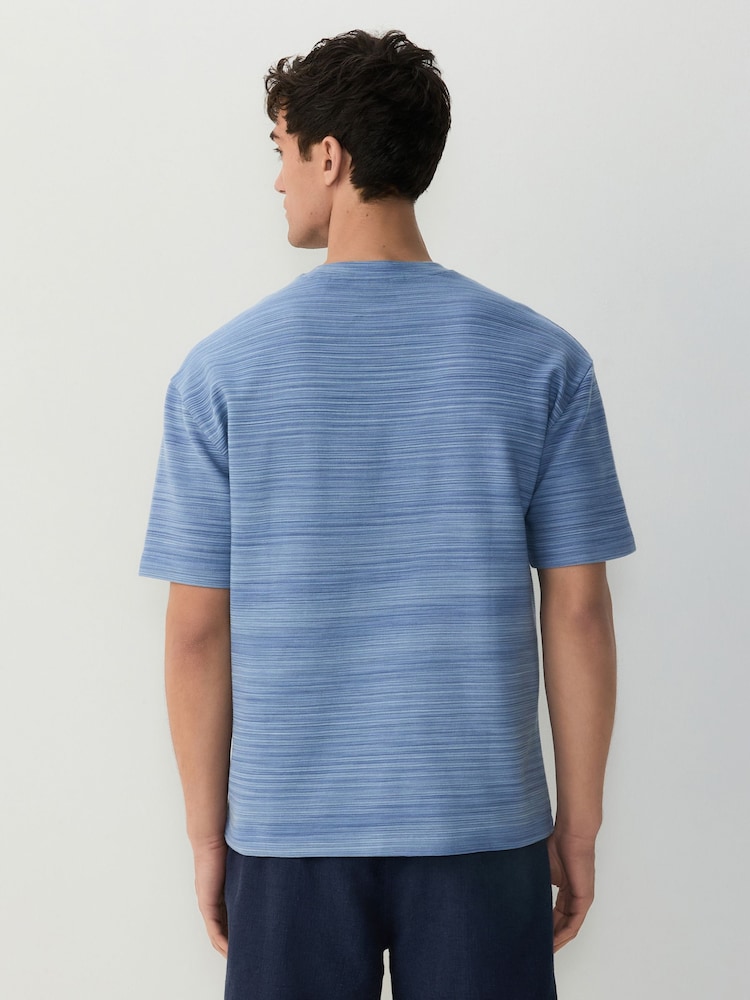 Bleu - Lit 1 place - T-shirt décontracté à texture ottomane - Image 2 of 8
