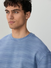 Bleu - Lit 1 place - T-shirt décontracté à texture ottomane - Image 4 de 8
