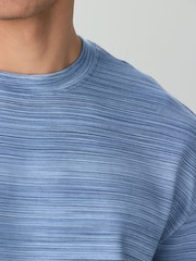 Bleu - Lit 1 place - T-shirt décontracté à texture ottomane - Image 5 de 8