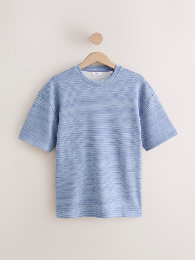 Bleu - Lit 1 place - T-shirt décontracté à texture ottomane - Image 6 of 8