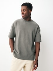 Green Relaxed Fit Textured T-Shirt - Image 1 of 7