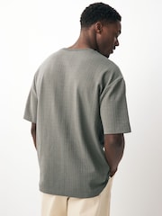 Green Relaxed Fit Textured T-Shirt - Image 2 of 7