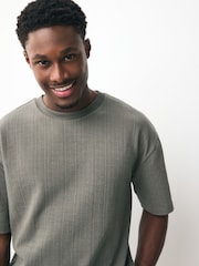 Green Relaxed Fit Textured T-Shirt - Image 4 of 7
