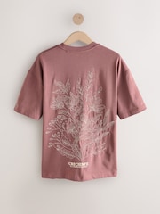 Pink Leaf Regular Fit Graphic Print Heavy Weight T-Shirt - Image 1 of 4