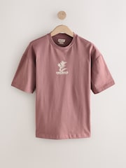 Pink Leaf Regular Fit Graphic Print Heavy Weight T-Shirt - Image 2 of 4
