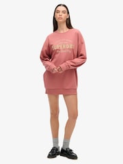 Superdry Pink Luxe Metallic Logo Sweat Dress - Image 3 of 6