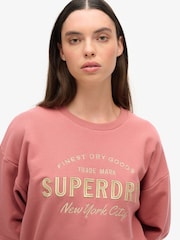 Superdry Pink Luxe Metallic Logo Sweat Dress - Image 4 of 6