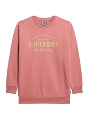 Superdry Pink Luxe Metallic Logo Sweat Dress - Image 5 of 6