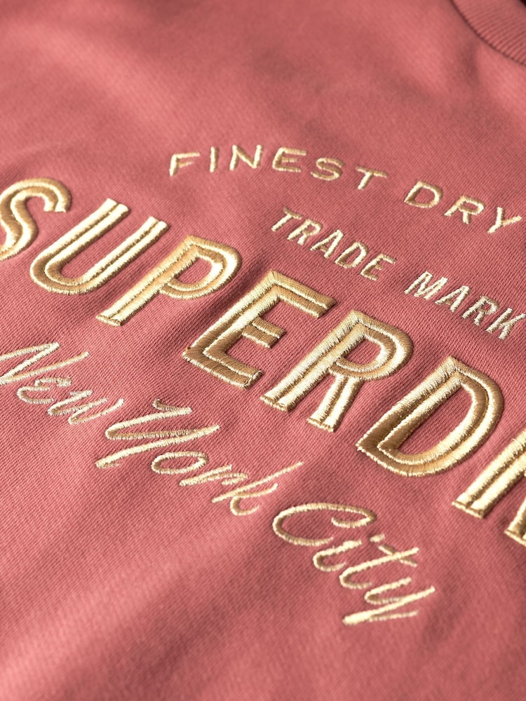 Superdry Pink Luxe Metallic Logo Sweat Dress - Image 6 of 6