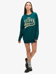 Superdry Green Luxe Metallic Logo 100% Cotton Sweat Dress - Image 2 of 3