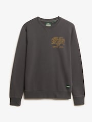 Superdry Black Copper 100% Cotton Label Workwear Chest Crew Sweatshirt - Image 6 of 7