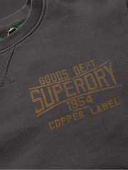 Superdry Black Copper 100% Cotton Label Workwear Chest Crew Sweatshirt - Image 7 of 7