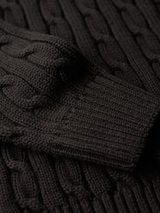 Superdry Black Slouchy 100% Cotton Cable Roll Neck Jumper - Image 6 of 6