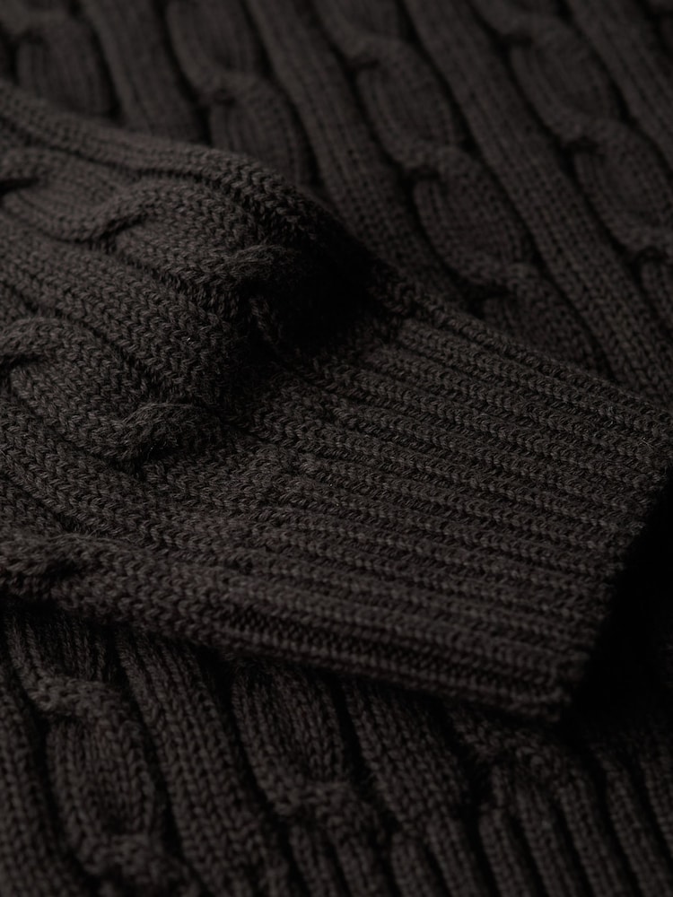 Superdry Black Slouchy 100% Cotton Cable Roll Neck Jumper - Image 6 of 6