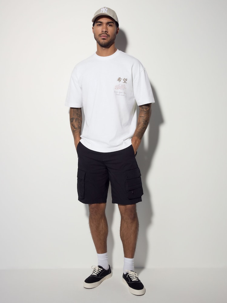 White Japan Relaxed Fit Graphic Print Heavy Weight T-Shirt - Image 2 of 8