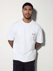 White Japan Relaxed Fit Graphic Print Heavy Weight T-Shirt - Image 3 of 8