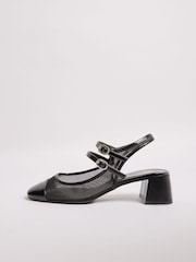Friends Like These Black Low Block Heel Toecap Comfort Slingback Double Strap Mary Jane Courts - Image 6 of 6