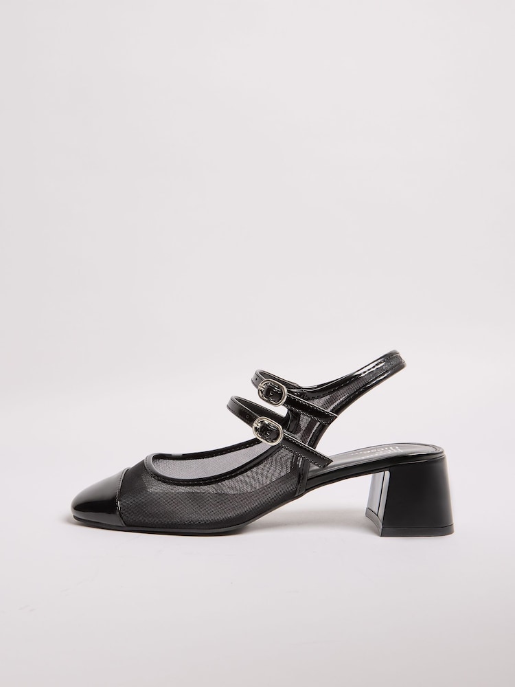 Black - Friends Like These Low Block Heel Toecap Comfort Slingback Double Strap Mary Jane Courts - Image 6 of 6 Black - Friends Like These Low Block Heel Toecap Comfort Slingback Double Strap Mary Jane Courts - Image 6 of 6