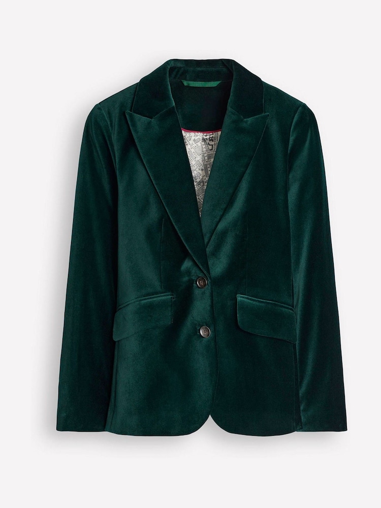 Boden Green Petite Marylebone Velvet Blazer - Image 2 of 5